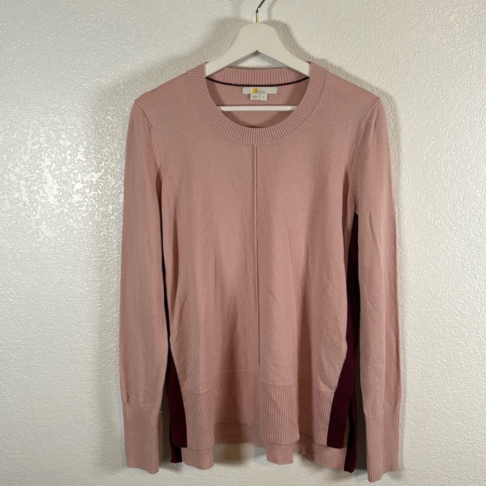 Boden Pink Maroon Side Crew Wool Cotton Sweater Size Small